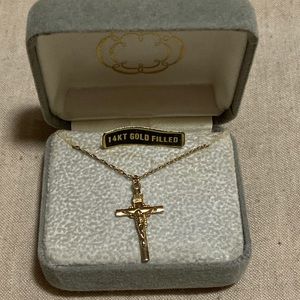 14K yellow gold crucifix necklace